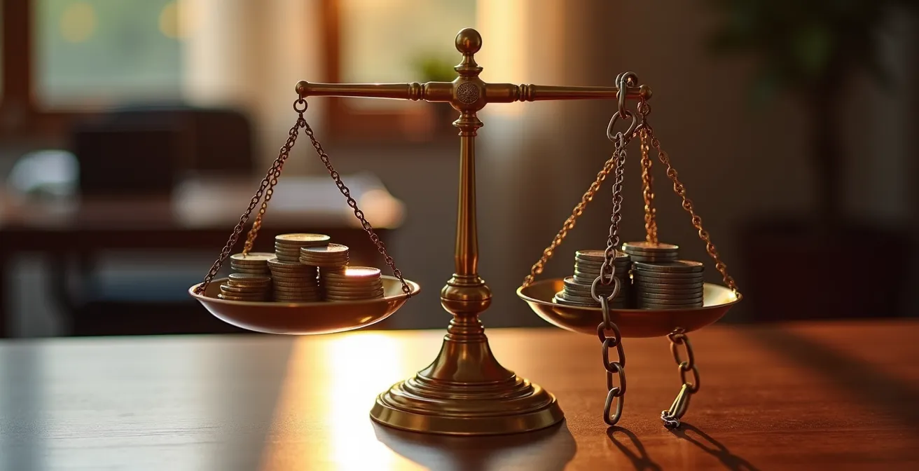 Balance symbolique représentant le choix entre placement et remboursement de dette