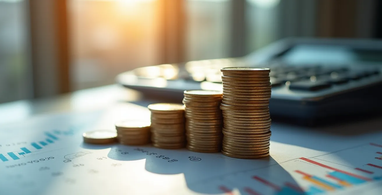 Graphique abstrait montrant l'évolution du seuil de rentabilité avec courbes et intersections