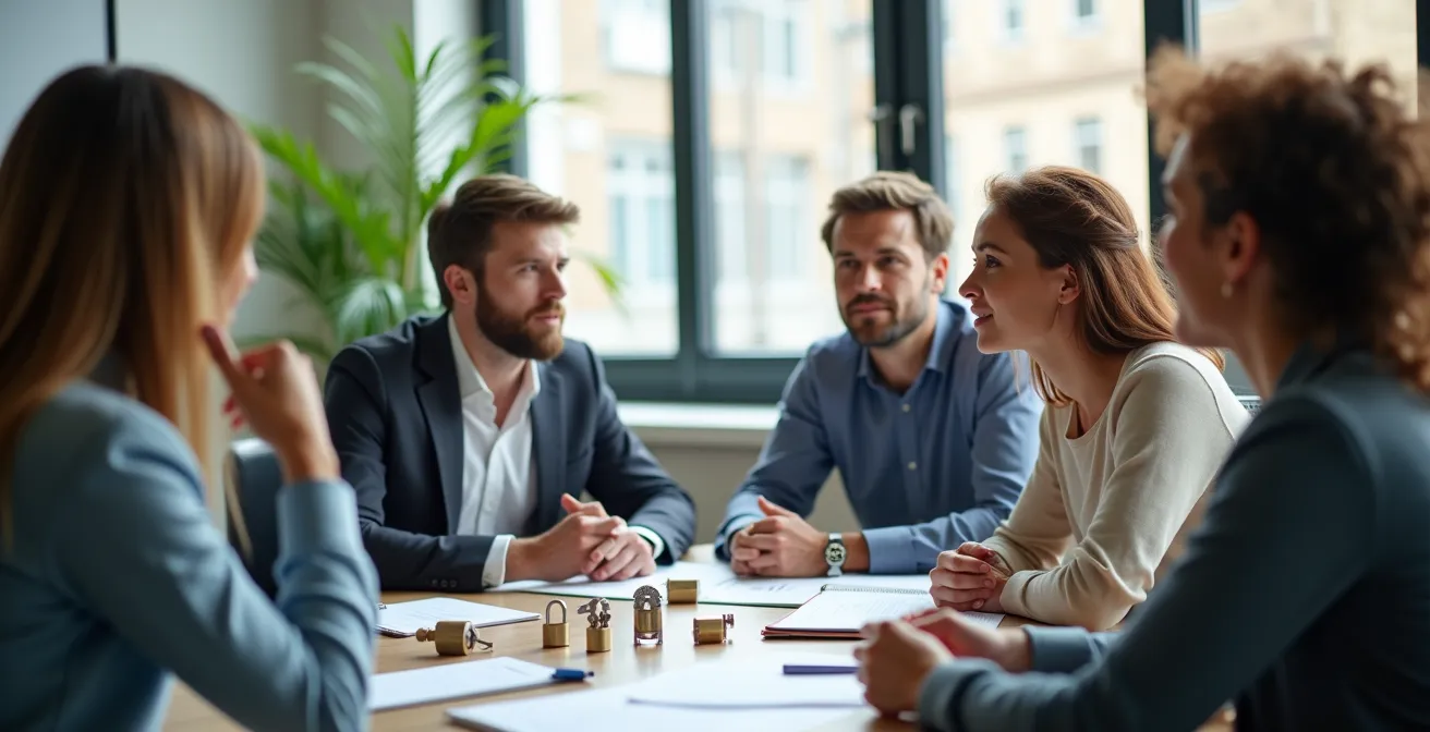 Formation en cybersécurité avec employés engagés dans un environnement d'apprentissage moderne