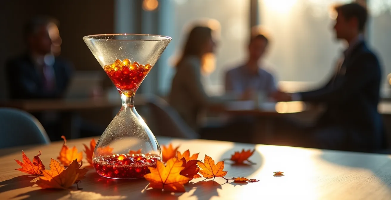 Représentation métaphorique d'un entonnoir de vente avec des éléments visuels canadiens