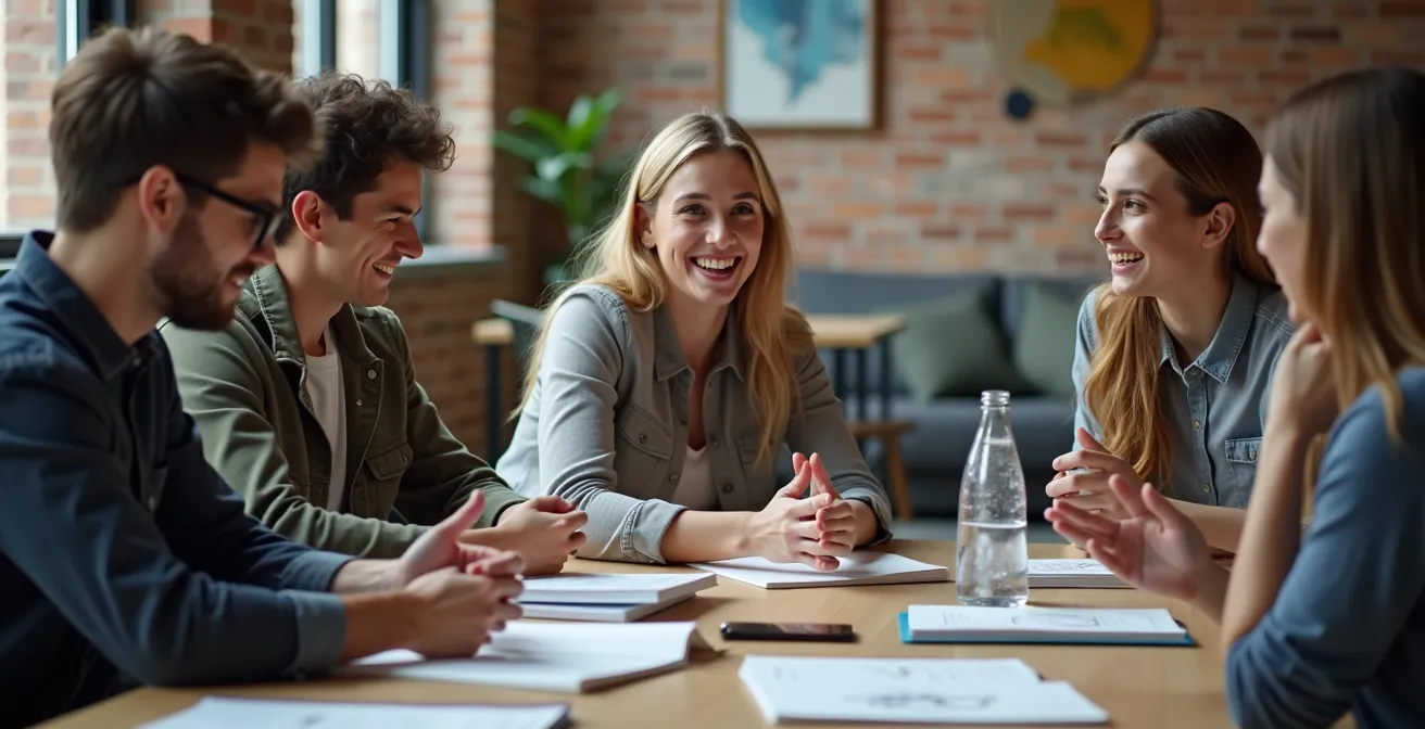 Étudiants universitaires travaillant en équipe dans un environnement startup moderne