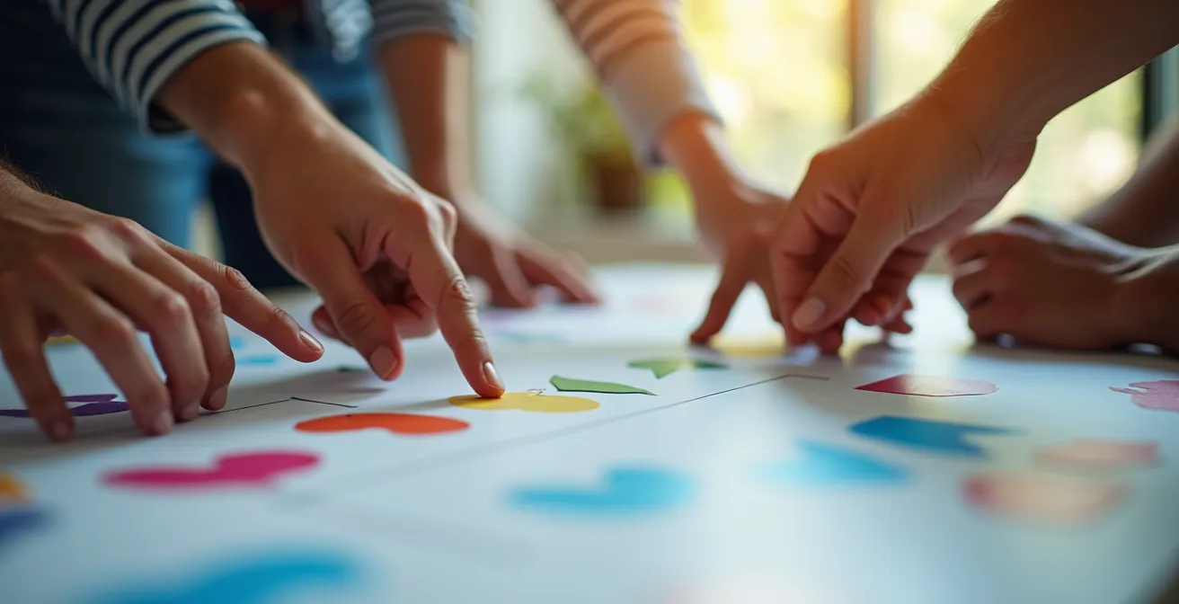 Gros plan sur des mains collaborant sur un projet dans un environnement de bureau positif