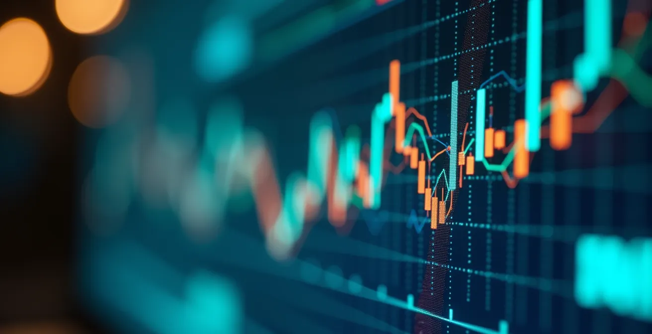 Vue macro détaillée d'un écran montrant des graphiques de performance sans texte lisible